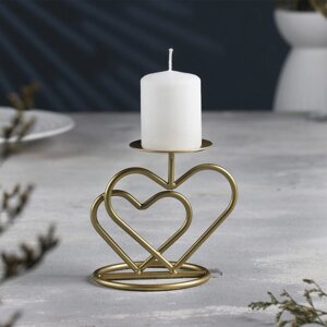 Подсвечник "Валентин 3" металл на одну свечу, 10х10,7 см, золотой