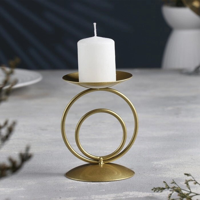 Подсвечник "Закат" металл на одну свечу, 8,3х11 см, золотой от компании Интернет-гипермаркет «MOLL» - фото 1