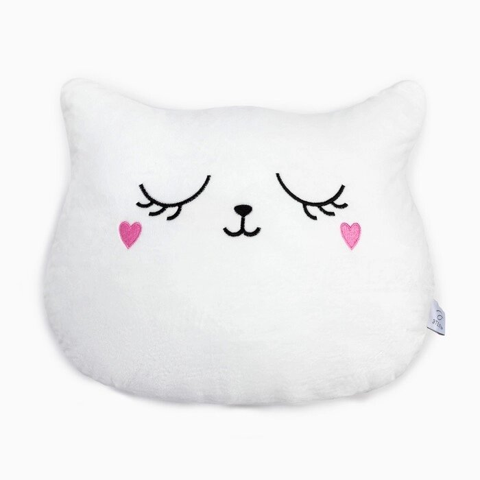 Подушка "Этель" Кошка белая 48х38см, велюр, 100% п/э от компании Интернет-гипермаркет «MOLL» - фото 1