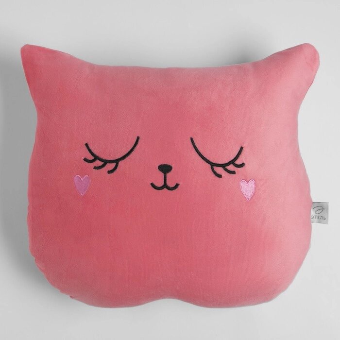 Подушка "Этель" Кошка розовая 48х38см, велюр, 100% п/э от компании Интернет-гипермаркет «MOLL» - фото 1