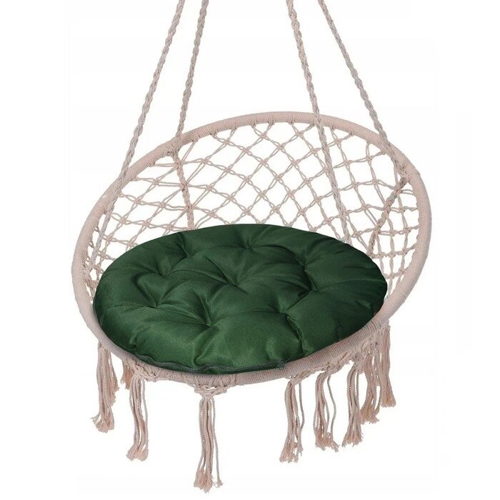 Подушка круглая на кресло непромокаемая D60 см, цвет т-зеленый, файберфлекс, грета 20%, пэ 8 от компании Интернет-гипермаркет «MOLL» - фото 1