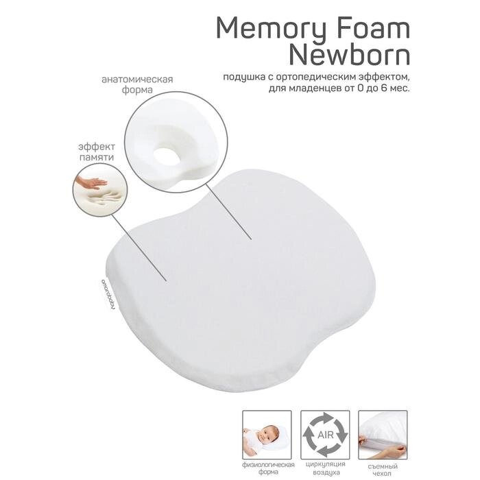 Подушка Memory Foam Newborn, размер 23,5х21,5х3,3 см от компании Интернет-гипермаркет «MOLL» - фото 1