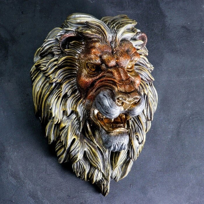 Подвесной декор "Голова льва" бронза МИКС, 23х35х52см от компании Интернет-гипермаркет «MOLL» - фото 1