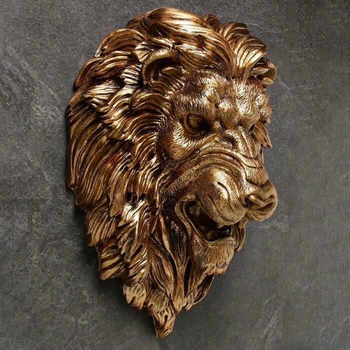Подвесной декор "Голова льва" золото, 23х35х52см от компании Интернет-гипермаркет «MOLL» - фото 1