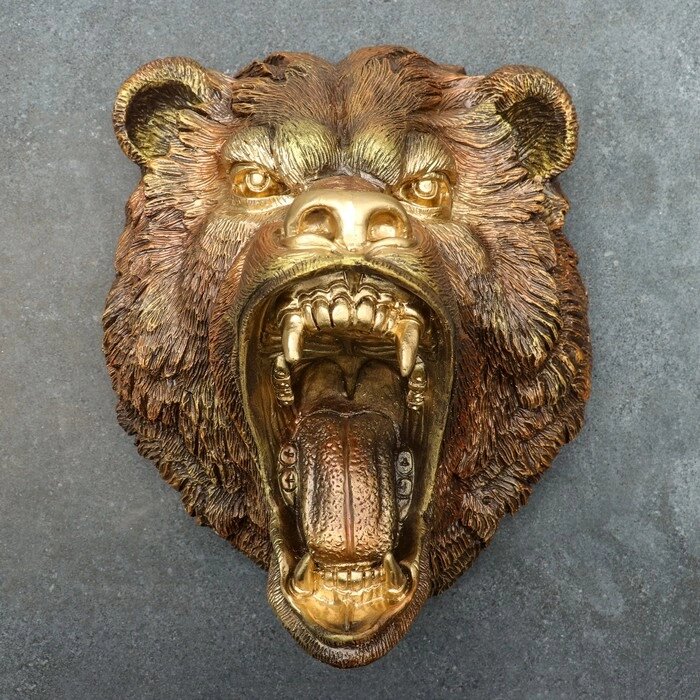 Подвесной декор "Голова медведя" бронза, 24х35х42см от компании Интернет-гипермаркет «MOLL» - фото 1