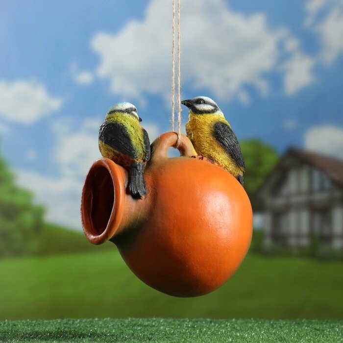 Подвесной декор - кормушка "Кувшин с птичками" 21х18х15см от компании Интернет-гипермаркет «MOLL» - фото 1