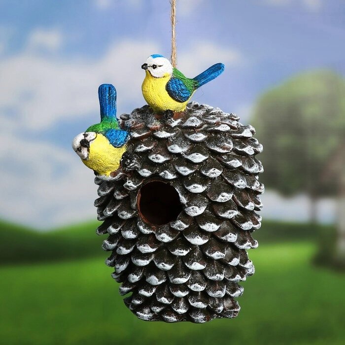 Подвесной декор "Кормушка шишка с птичками" 20х11х12см от компании Интернет-гипермаркет «MOLL» - фото 1