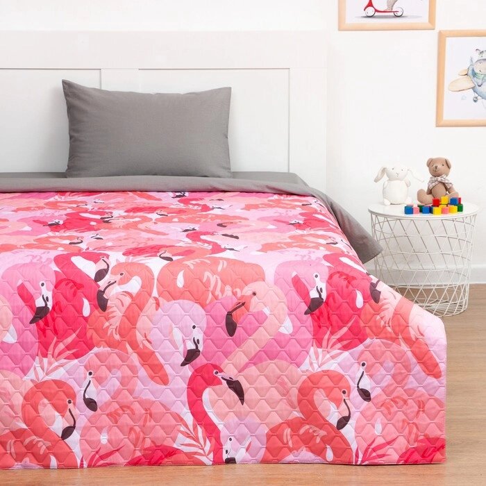 Покрывало "Этель" 1,5 сп Flamingo garden, 145*210 см, микрофибра от компании Интернет-гипермаркет «MOLL» - фото 1