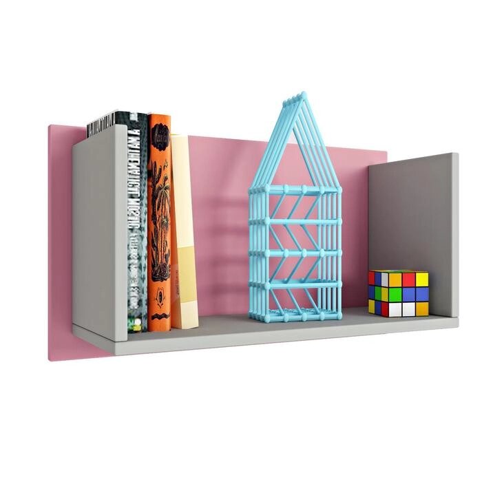 Полка книжная Mirum, 60х35х26 см, цвет серый/розовый от компании Интернет-гипермаркет «MOLL» - фото 1