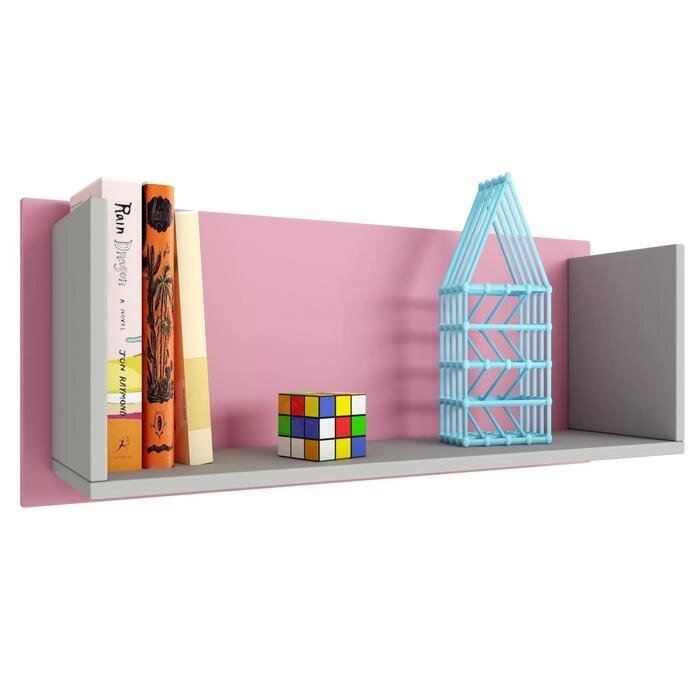 Полка книжная Mirum, 80х35х26 см, цвет серый/розовый от компании Интернет-гипермаркет «MOLL» - фото 1