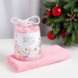 Полотенце подарочное Этель "С Новым годом" цв. розовый, 50х90см, 100% хл, 340 г/м2