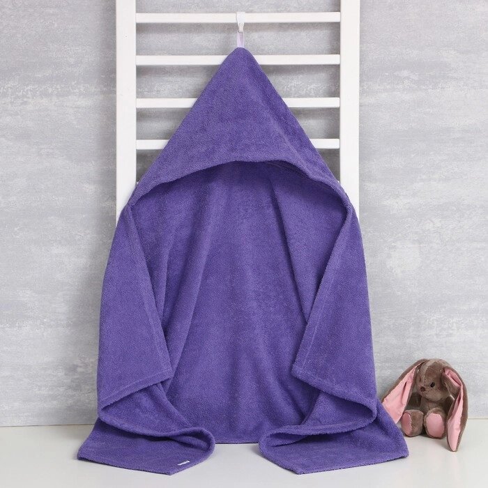 Полотенце с капюшоном Крошка Я, цв. фиолетовый 70*140 см, 100%хл, 320 г/м2 от компании Интернет-гипермаркет «MOLL» - фото 1