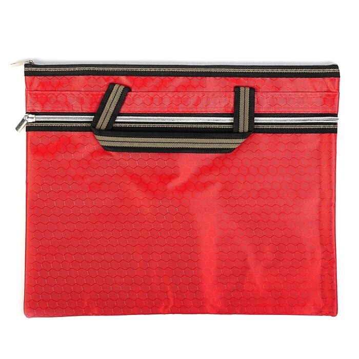Портфель 1 отделение, А4, текстиль на молнии с ручками, с карманом красный от компании Интернет-гипермаркет «MOLL» - фото 1