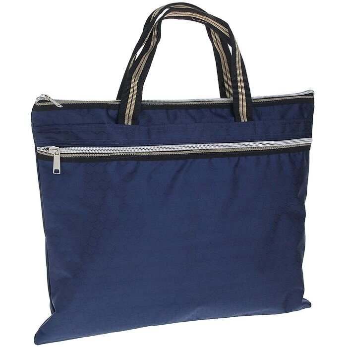 Портфель 1 отделение, формат А4, текстильный, на молнии, с ручками, с карманом, синий от компании Интернет-гипермаркет «MOLL» - фото 1