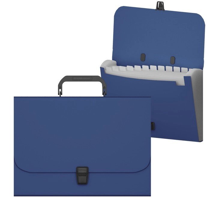 Портфель пластиковый А4, 12 отделений ErichKrause. Matt Classic, синий от компании Интернет-гипермаркет «MOLL» - фото 1