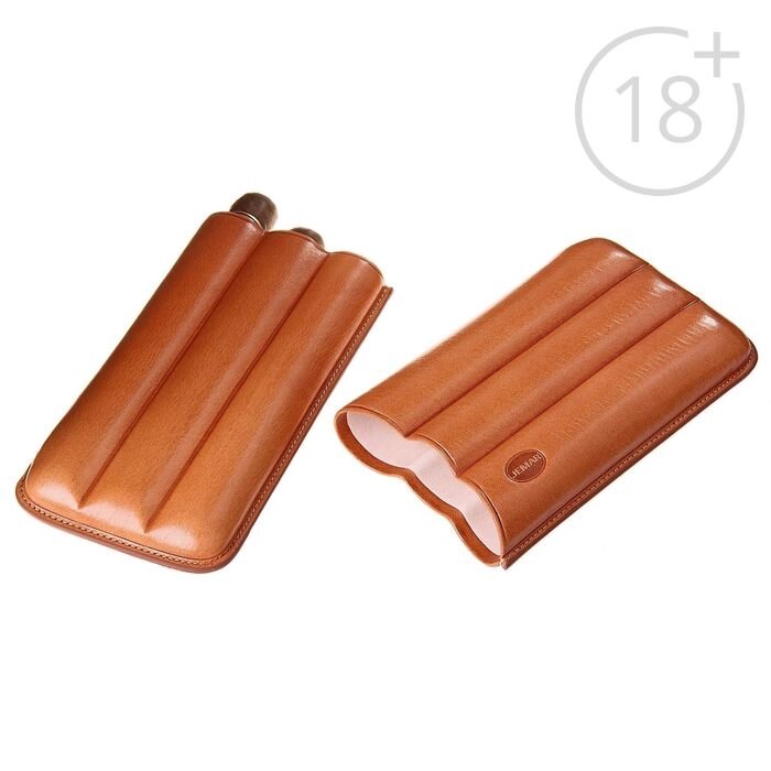Портсигар светло-коричневый, для 3 сигар, d = 2,1 см от компании Интернет-гипермаркет «MOLL» - фото 1