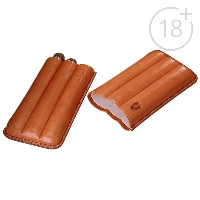 Портсигар светло-коричневый для 3 сигар, d = 2,4 см от компании Интернет-гипермаркет «MOLL» - фото 1
