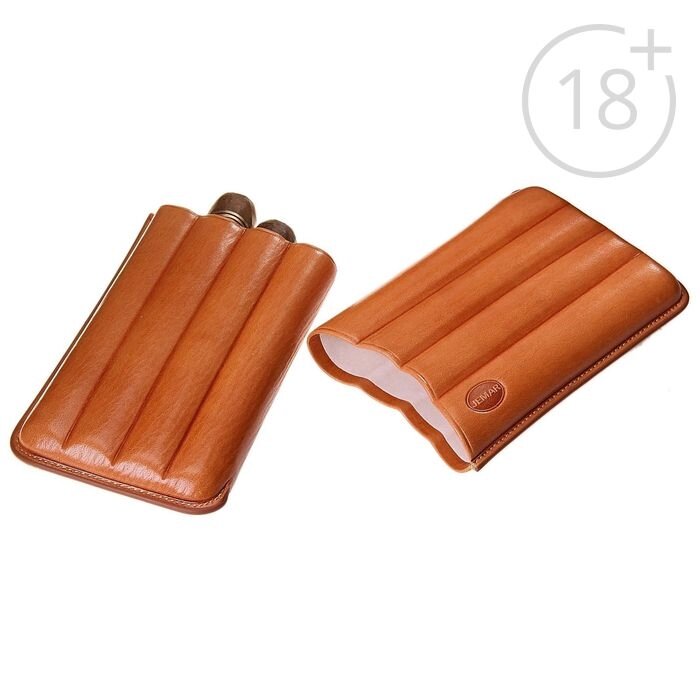 Портсигар светло-коричневый, для 4 сигар, d = 1,8 см от компании Интернет-гипермаркет «MOLL» - фото 1