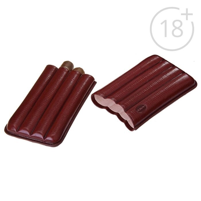 Портсигар темно-коричневого цвета для 4 сигар диаметром 1,8 см от компании Интернет-гипермаркет «MOLL» - фото 1