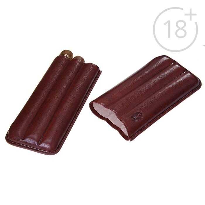 Портсигар темно-коричневый для 3 сигар, d = 2,1 см от компании Интернет-гипермаркет «MOLL» - фото 1