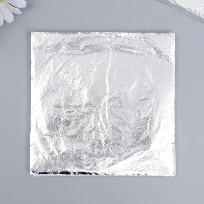 Поталь для декорирования набор 100 листов "Серебро" 14х14 см от компании Интернет-гипермаркет «MOLL» - фото 1