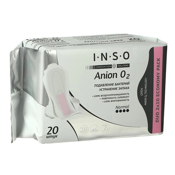 Прокладки ежедневные "INSO" Anion O2, normal, 20шт от компании Интернет-гипермаркет «MOLL» - фото 1