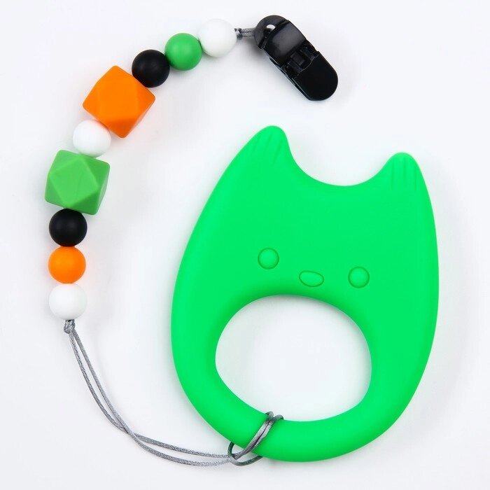 Прорезыватель - игрушка силиконовый на держателе "Котик" Г. Доман от компании Интернет-гипермаркет «MOLL» - фото 1