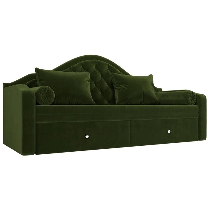 Прямой детский диван "Сойер", механизм выкатной, микровельвет, цвет зелёный от компании Интернет-гипермаркет «MOLL» - фото 1