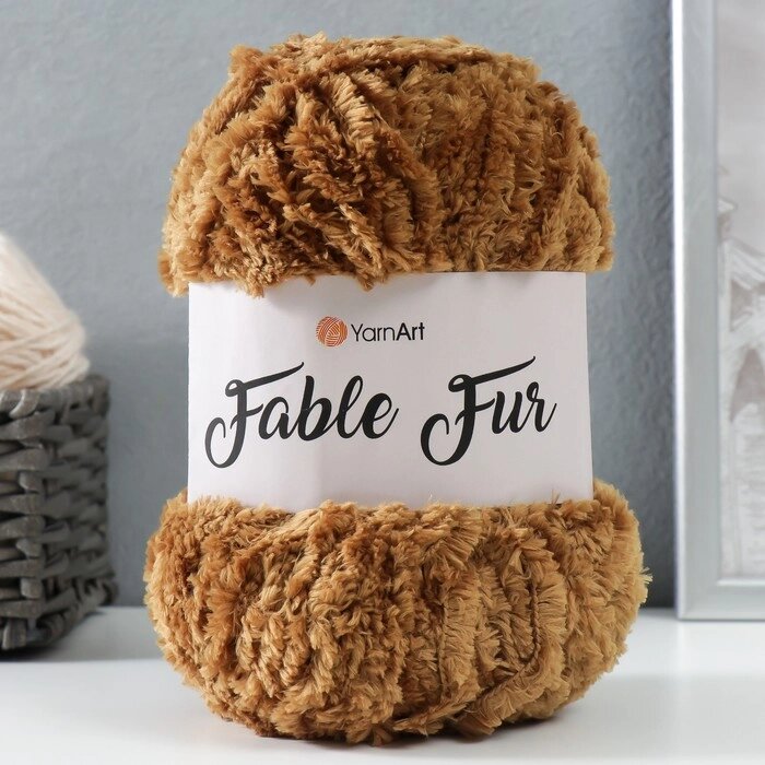Пряжа "Fable Fur" 100% микрополиэстер 100м/100гр (970 бежевый) от компании Интернет-гипермаркет «MOLL» - фото 1