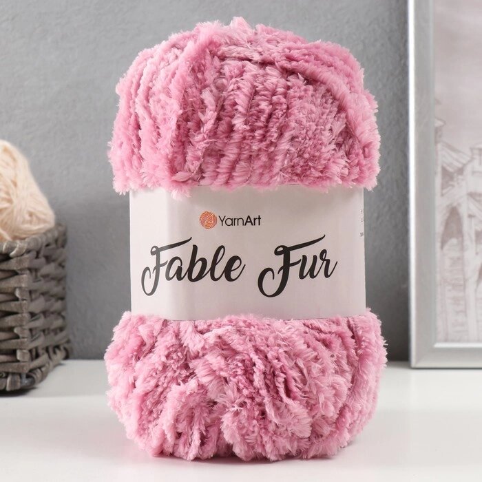 Пряжа "Fable Fur" 100% микрополиэстер 100м/100гр (973 розовый) от компании Интернет-гипермаркет «MOLL» - фото 1