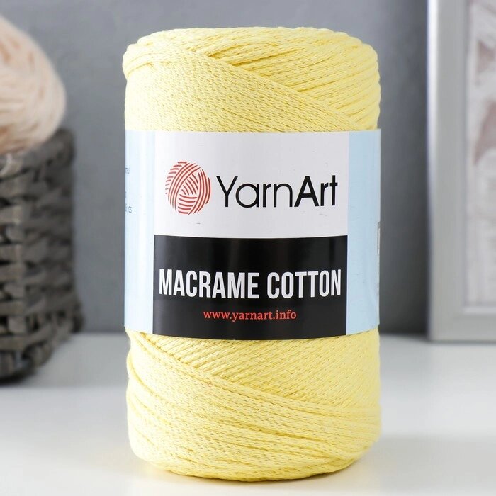 Пряжа "Macrame Cotton" 20% полиэстер, 80% хлопок 225м/250гр (754 св. жёлтый) от компании Интернет-гипермаркет «MOLL» - фото 1