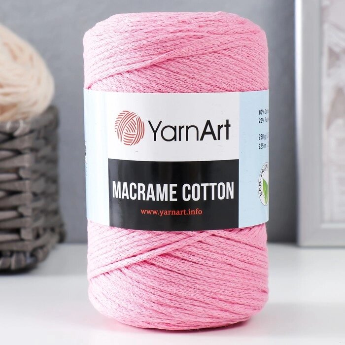 Пряжа "Macrame Cotton" 20% полиэстер, 80% хлопок 225м/250гр (779 ярк. розовый) от компании Интернет-гипермаркет «MOLL» - фото 1