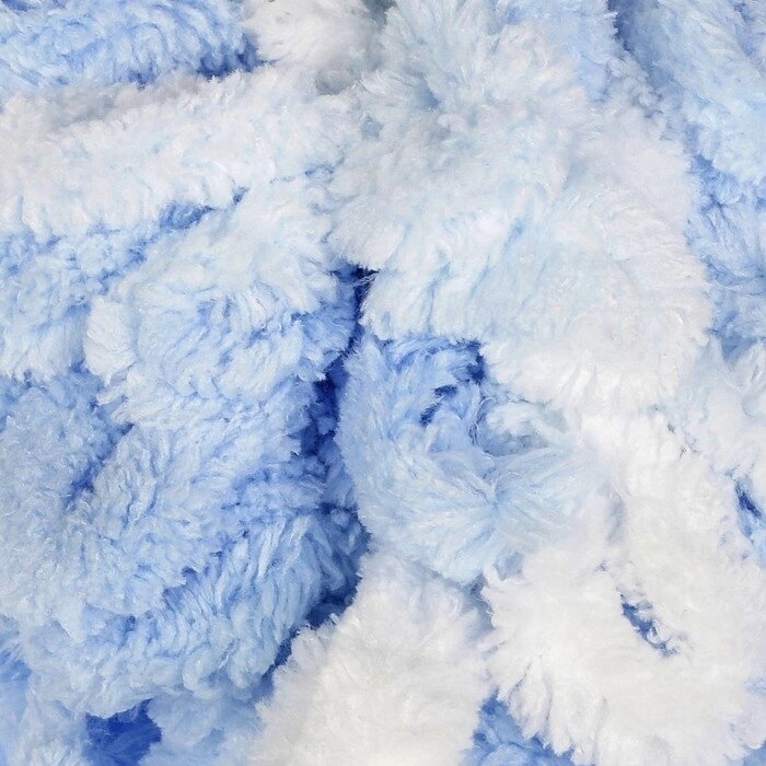 Пряжа "Puffy color" 100 % микрополиэстер 9м/100г  (5865 бело-голубой) от компании Интернет-гипермаркет «MOLL» - фото 1