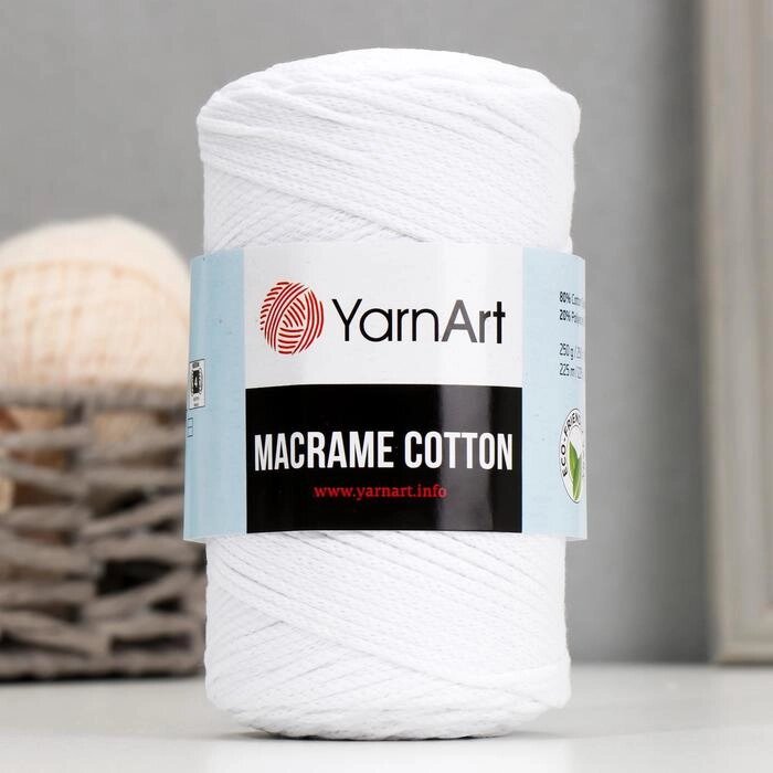 Пряжа-шнур "Macrame Cotton" 15% полиэстер, 85% хлопок 225м/250гр (751 белый) от компании Интернет-гипермаркет «MOLL» - фото 1