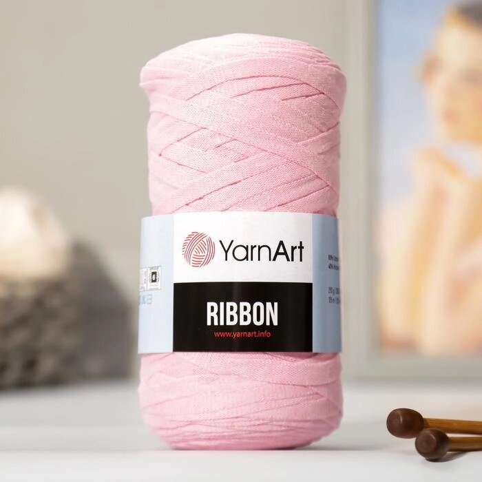 Пряжа-шнур "Ribbon" 40% полиэстер, 60% хлопок 125м/250гр (762 св. розовый) от компании Интернет-гипермаркет «MOLL» - фото 1