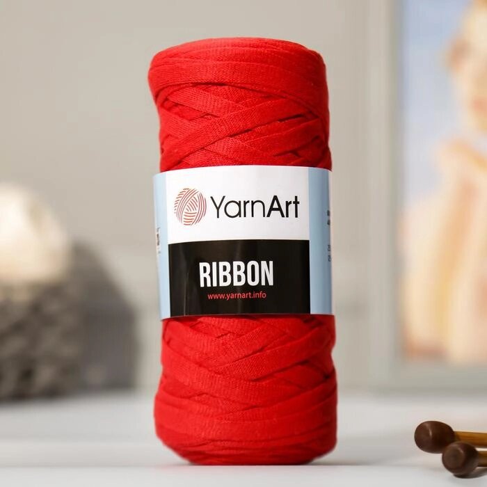 Пряжа-шнур "Ribbon" 40% полиэстер, 60% хлопок 125м/250гр (773 красный) от компании Интернет-гипермаркет «MOLL» - фото 1