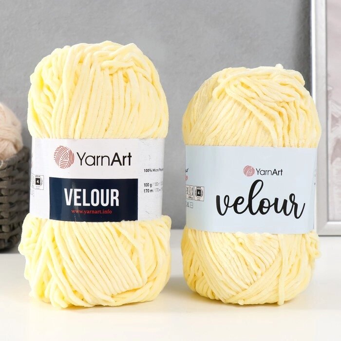 Пряжа "Velour" 100% микрополиэстер 170м/100г (844 жёлтый) от компании Интернет-гипермаркет «MOLL» - фото 1