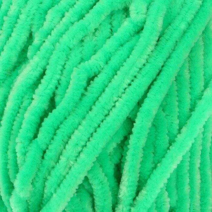 Пряжа "Velour" 100% микрополиэстер 170м/100г (861 яр. зеленый) от компании Интернет-гипермаркет «MOLL» - фото 1
