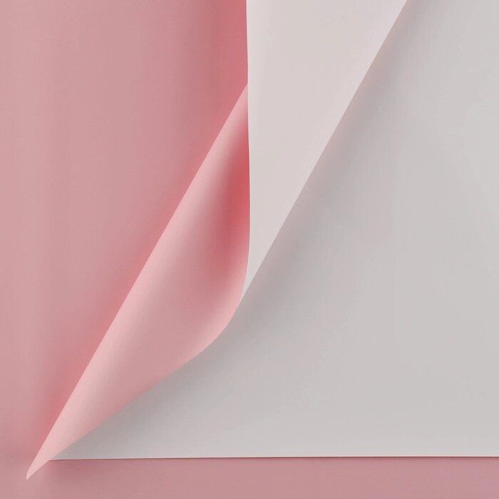 Пудровая пленка двусторонняя "Нежно-розовый+белый" 50 мкм 0,5х9 м от компании Интернет-гипермаркет «MOLL» - фото 1