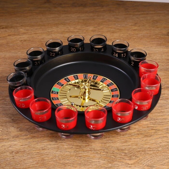 Пьяная игра "Алко-Вегас", рулетка черная d=29 см, 16 стопок, от компании Интернет-гипермаркет «MOLL» - фото 1