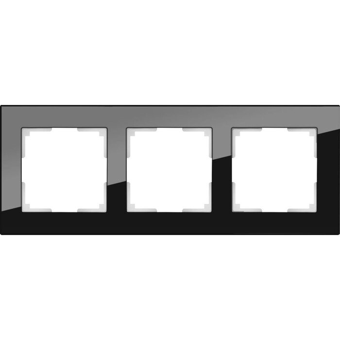 Рамка на 3 поста  WL01-Frame-03, цвет черный, материал стекло от компании Интернет-гипермаркет «MOLL» - фото 1