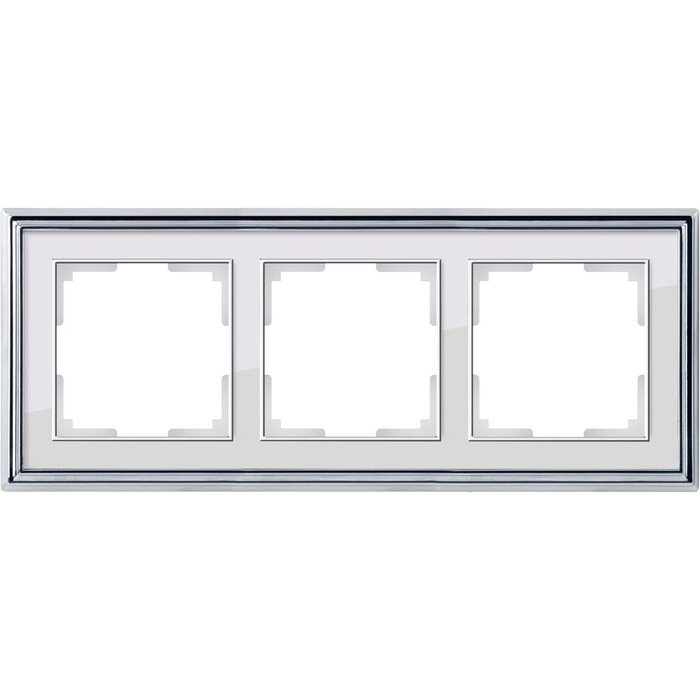 Рамка на 3 поста  WL17-Frame-03, цвет белый, хром от компании Интернет-гипермаркет «MOLL» - фото 1