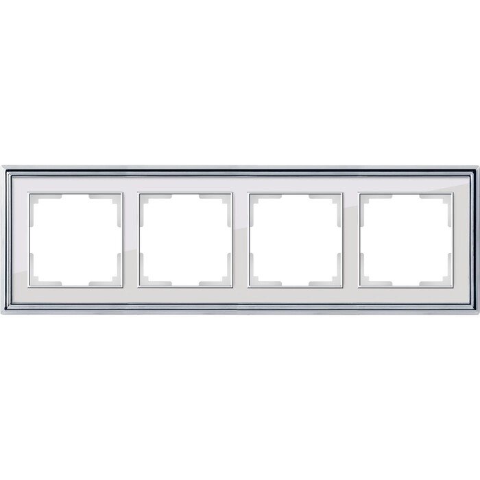 Рамка на 4 поста  WL17-Frame-04, цвет белый, хром от компании Интернет-гипермаркет «MOLL» - фото 1