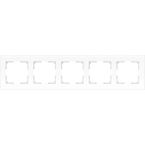 Рамка на 5 постов WL01-Frame-05, цвет белый матовый, материал стекло