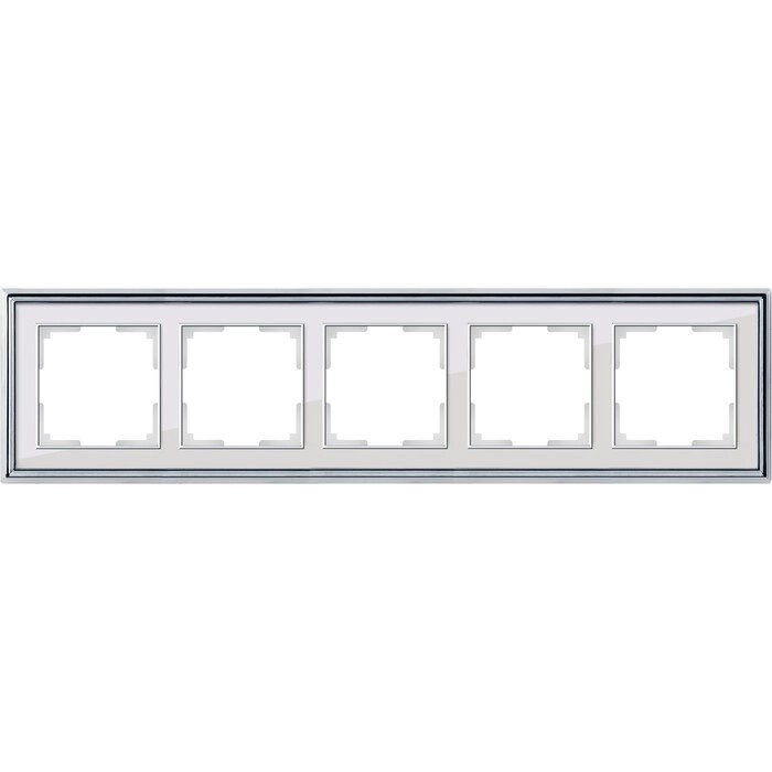 Рамка на 5 постов  WL17-Frame-05, цвет белый, хром от компании Интернет-гипермаркет «MOLL» - фото 1