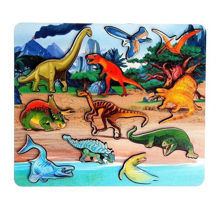 Рамка-вкладыш "Мир динозавров" 11 дет. арт. 8412 от компании Интернет-гипермаркет «MOLL» - фото 1