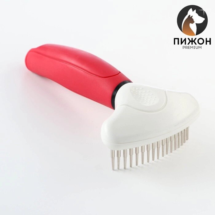 Расчёска для шерсти с вращающимися зубчиками Пижон Premium, 9,5 х 17 см, красная от компании Интернет-гипермаркет «MOLL» - фото 1