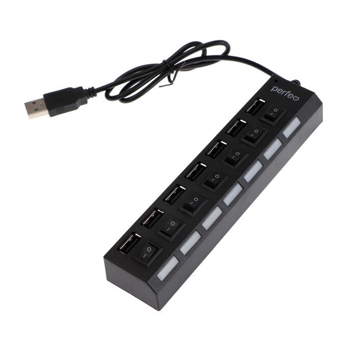 Разветвитель USB (Hub) Perfeo H033, 7 портов, USB 2.0, чёрный от компании Интернет-гипермаркет «MOLL» - фото 1