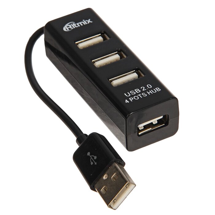 Разветвитель USB (Hub) Ritmix CR-2402, 4 порта, USB 2.0, черный, от компании Интернет-гипермаркет «MOLL» - фото 1