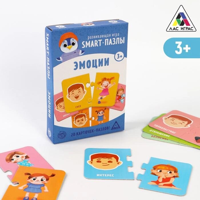 Развивающая игра "Smart-пазлы. Эмоции", 20 карточек от компании Интернет-гипермаркет «MOLL» - фото 1